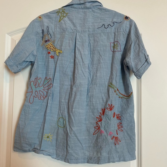 Maeve Anthropologie embroidered blue button down - Picture 6 of 9